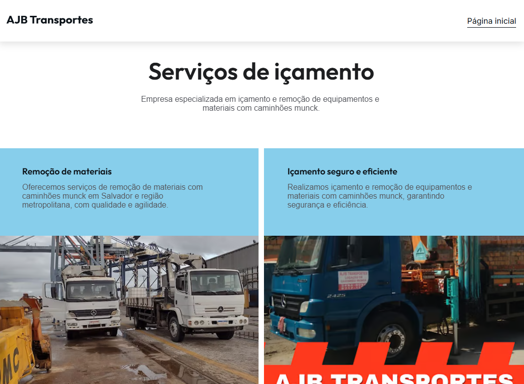 Website Logística AJB Transportes